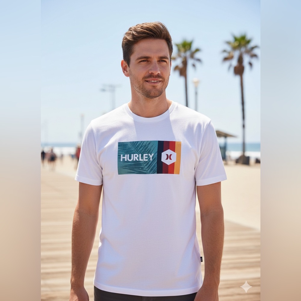 Hurley White Tee with Graphic Design